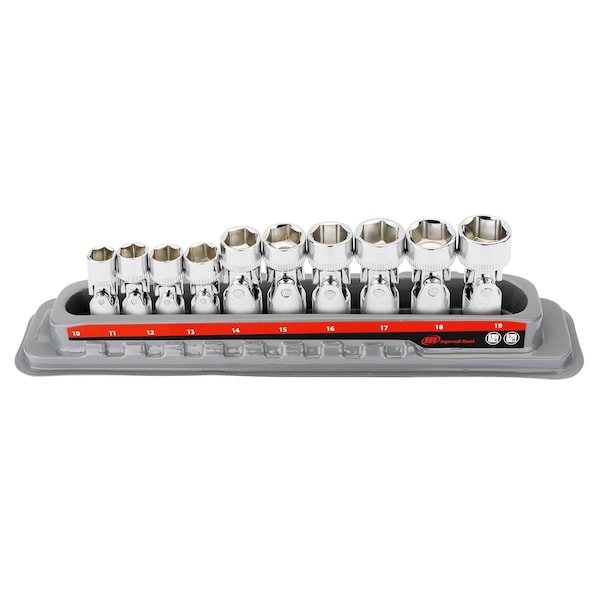 10 Piece 6 Pt Metric Universal Joint Socket Set